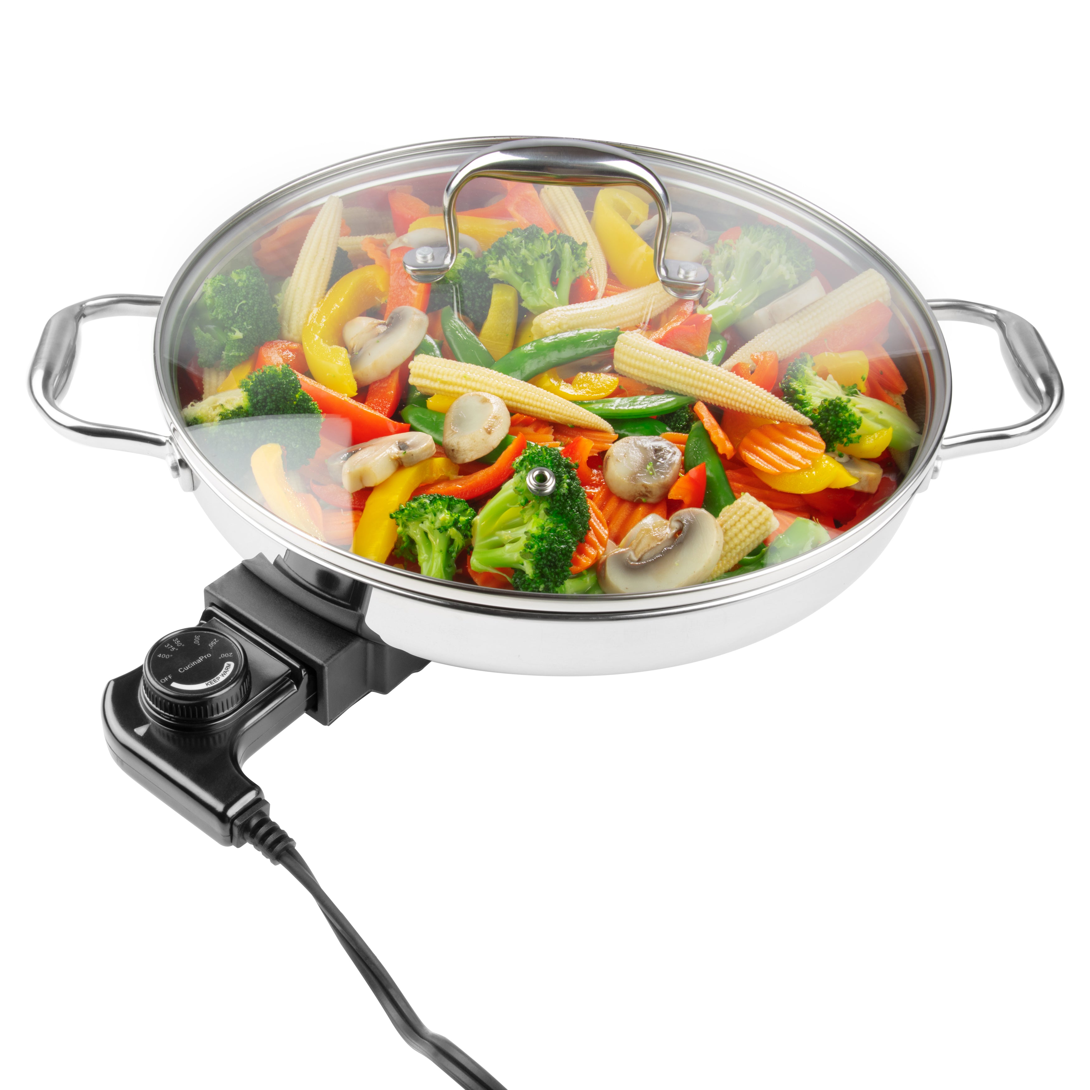 Extra Deep Electric Skillet Nonstick - 16 Inch Frying Pan With Glass lid,  Server for 4 Perple or Family, for Frying, Steaming, Boiling, Easy to