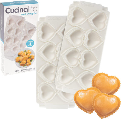 CucinaPro 2" Heart Shaped Ravioli Molds (2 Pack) - Makes 8