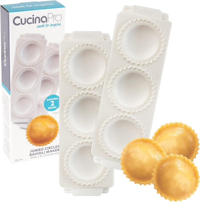 CucinaPro 2.5" Round Shaped Ravioli Molds (2 Pack) - Makes 3