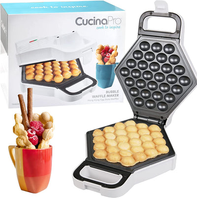 CucinaPro Electric Nonstick Bubble Waffle Maker, White