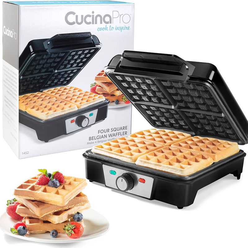 CucinaPro Electric Nonstick 4 Square Belgian Waffle Maker