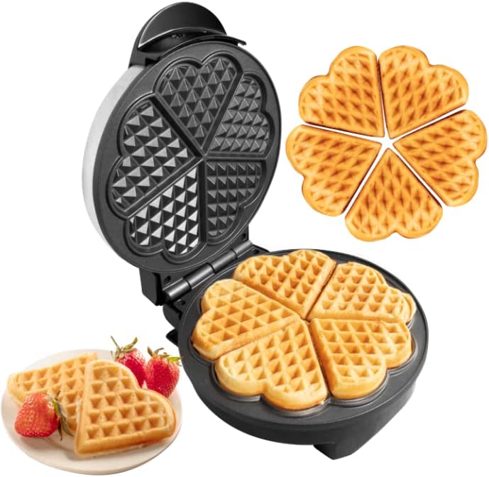 CucinaPro Electric Nonstick Heart Waffle Maker - Makes 5