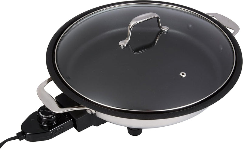 CucinaPro 12" Round Electric Skillet - Stainless Steel, Non Stick