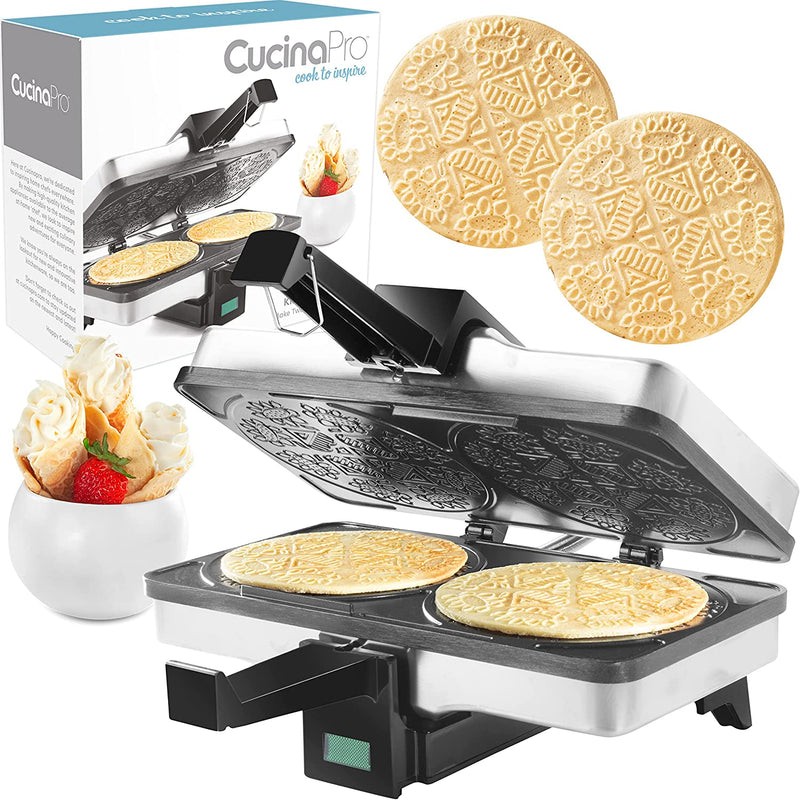 CucinaPro Electric Nonstick Krumkake Baker- Makes 2 at Once