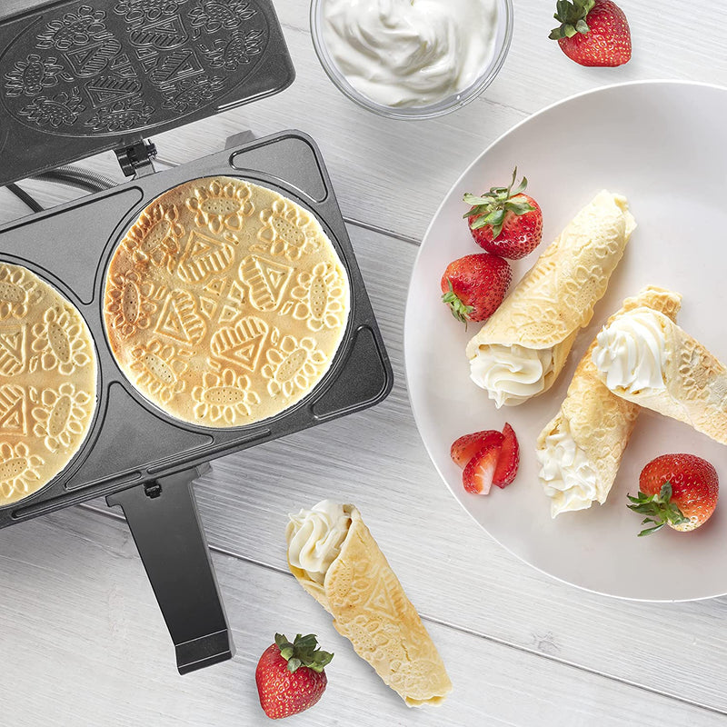 CucinaPro Electric Nonstick Krumkake Baker- Makes 2 at Once