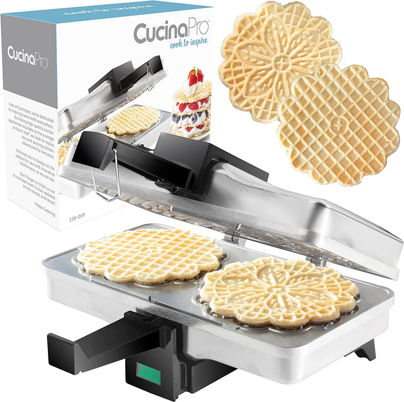 CucinaPro Electric Polished Pizelle Baker - Makes two 5" Cookies