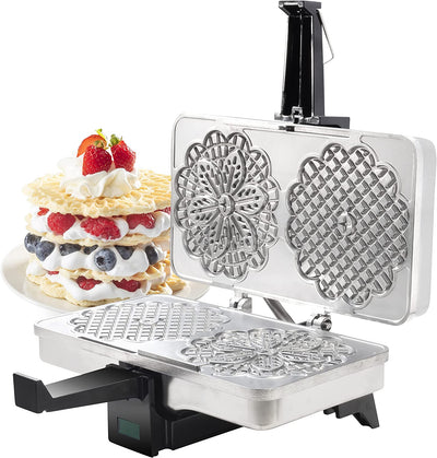 CucinaPro Electric Polished Pizelle Baker - Makes two 5" Cookies