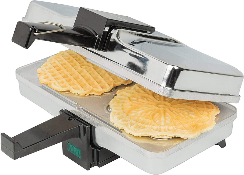 CucinaPro Electric Polished Pizelle Baker - Makes two 5" Cookies