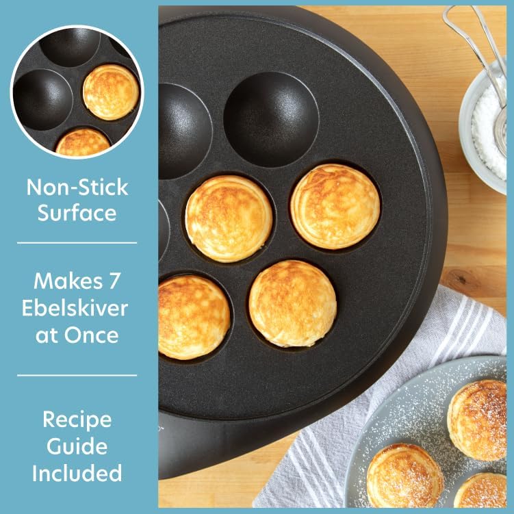 CucinaPro Electric Nonstick Ebelskiver Maker - Makes 6 Balls at Once