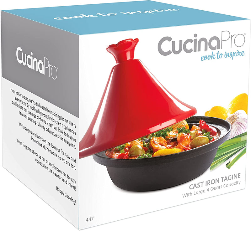 CucinaPro 4 qt Tagine Moroccan Cast Iron Cooker