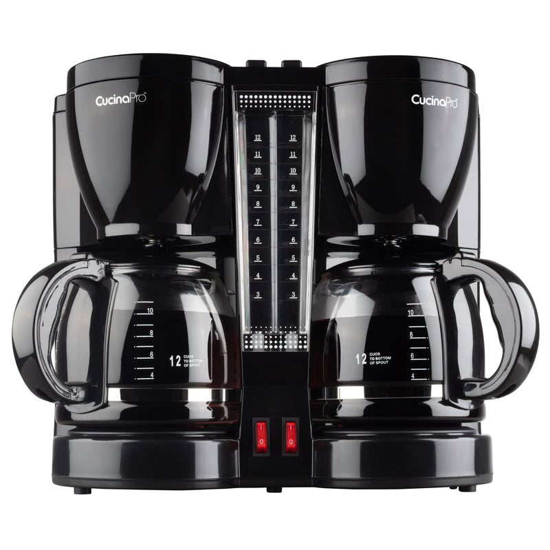 Cucinapro Double Coffee Brewer Station - Dual Coffee Maker Brews Two 12-Cup Pots