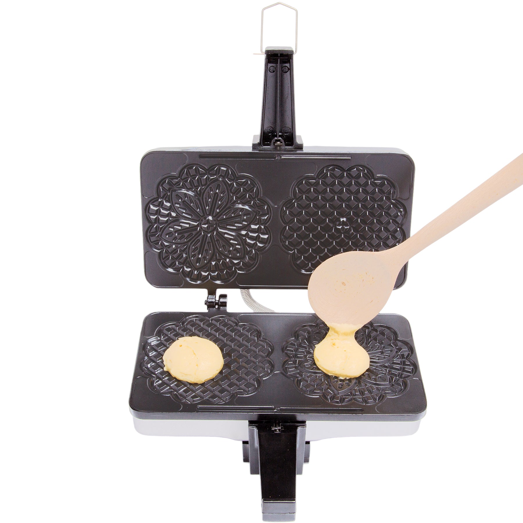 Pizzelle Maker- Non-Stick Electric Pizzelle Baker Press Makes Two 5-Inch Cookies at