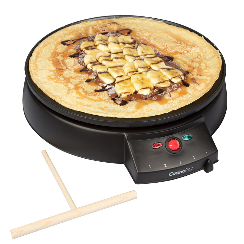 CucinaPro Electric Nonstick 12" Crepe Maker with Batter Spreader and Spatula