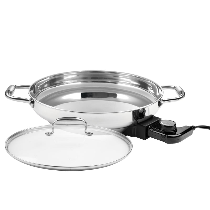 CucinaPro 12" Round Electric Frying Pan, Stainless Steel