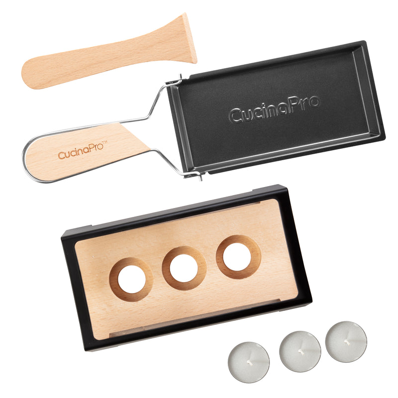 CucinaPro Cheese Raclette w Foldable Handle & 3 Tea Lights